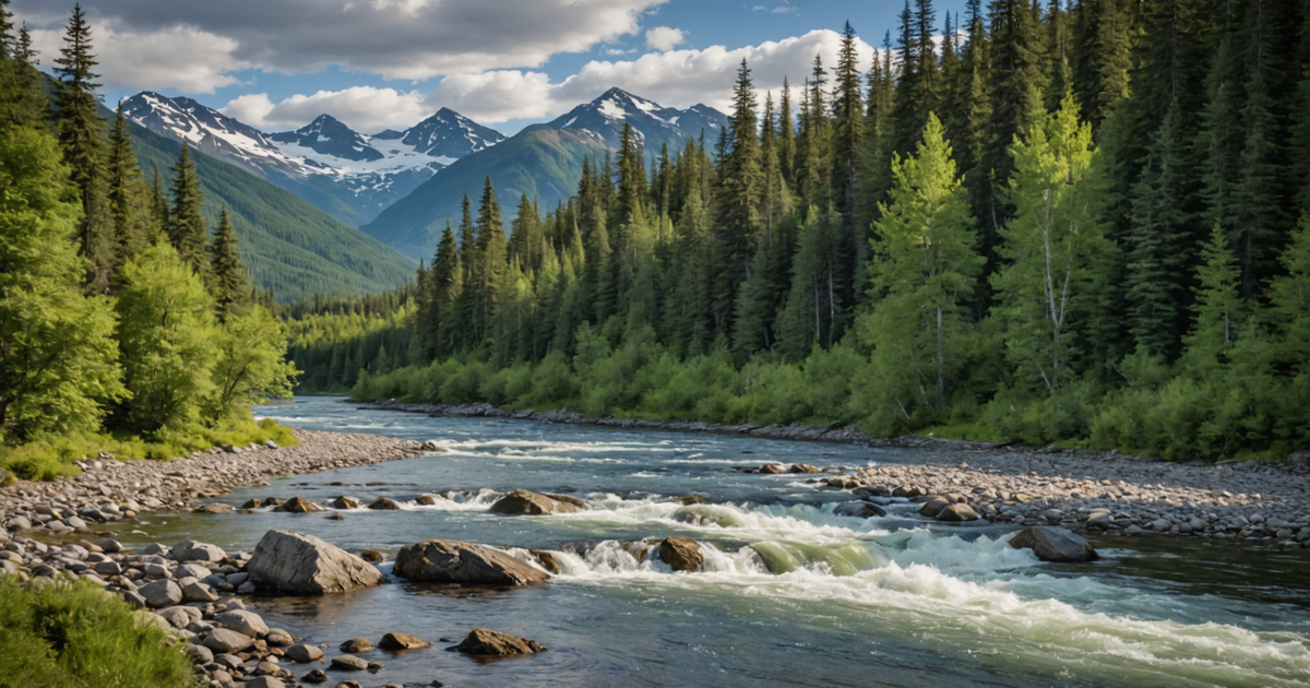Alaskan River with Salmon
