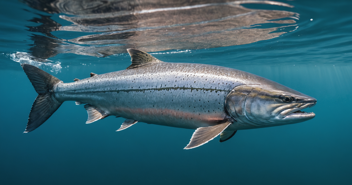 A majestic King Salmon in Alaskan waters