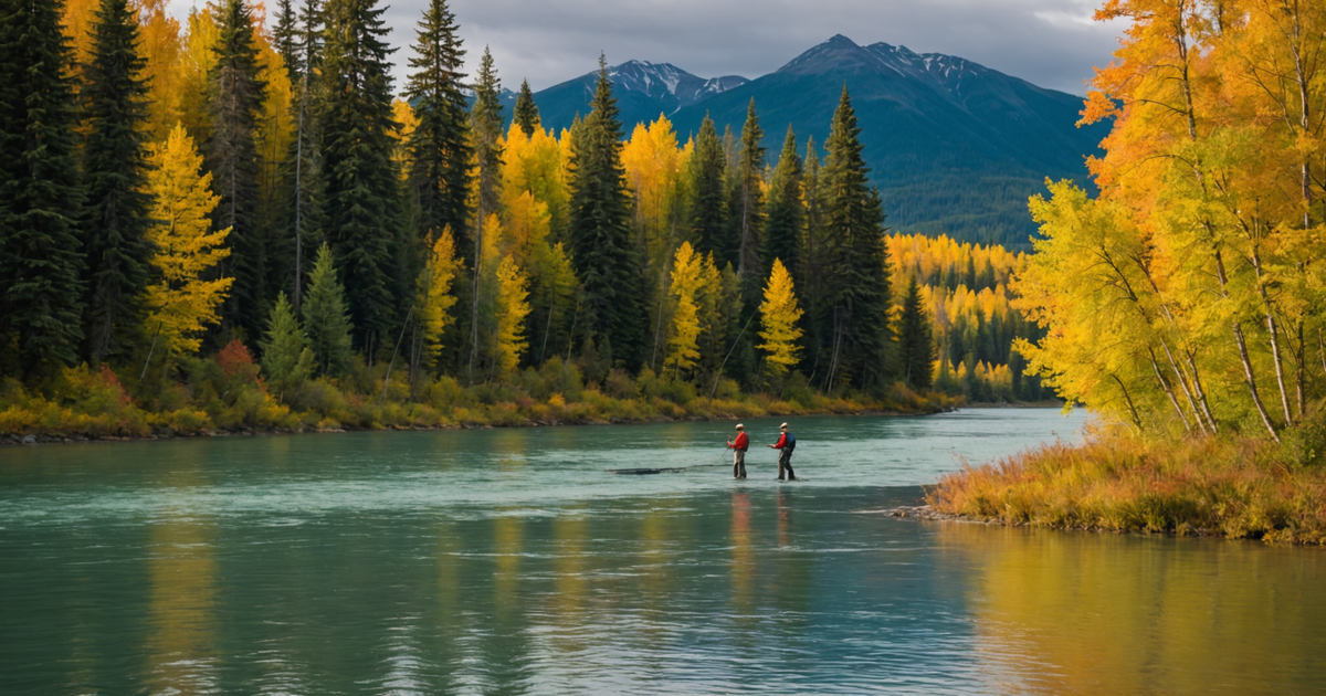 Anglers fishing on the Kenai River during a salmon run