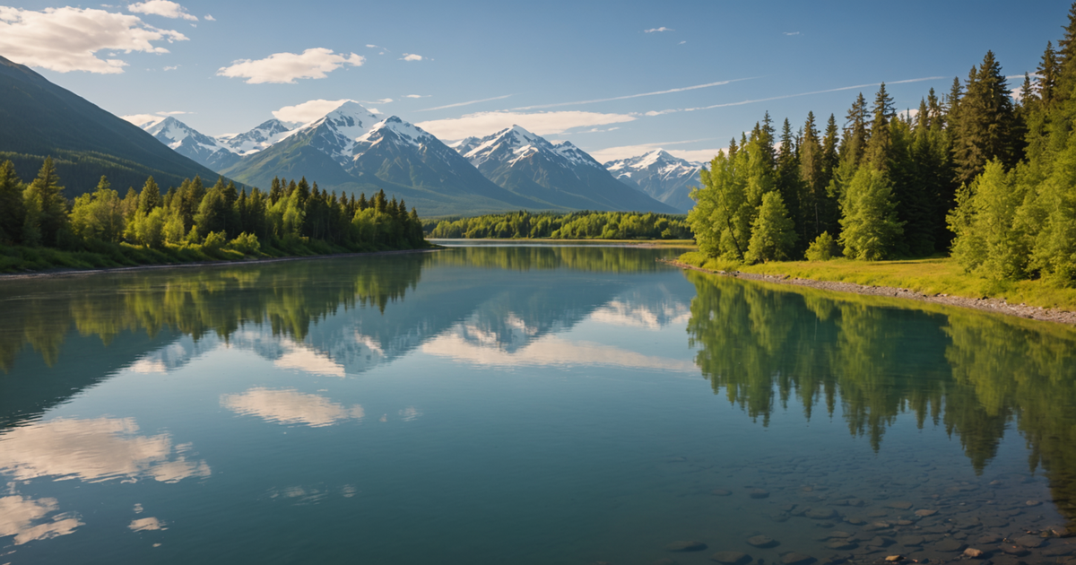 Illustration of the Kenai River with marked salmon run timings