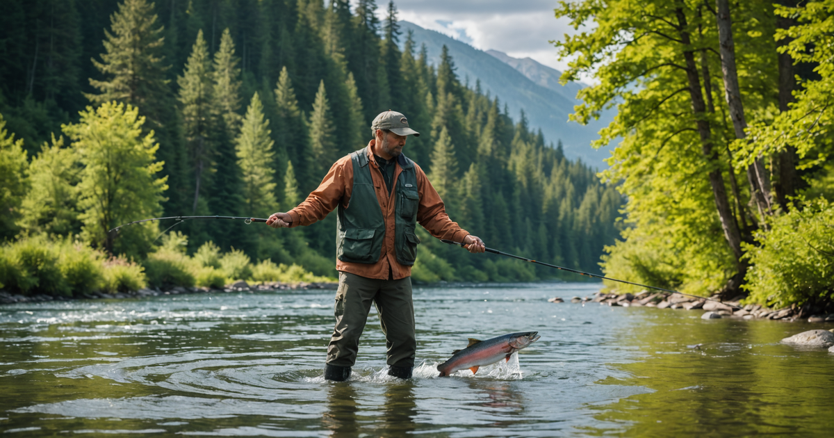 King salmon being released into the water.