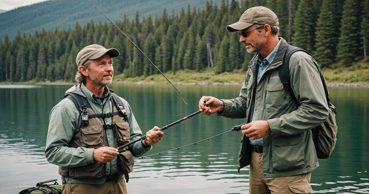 An experienced fishing guide helping an angler.