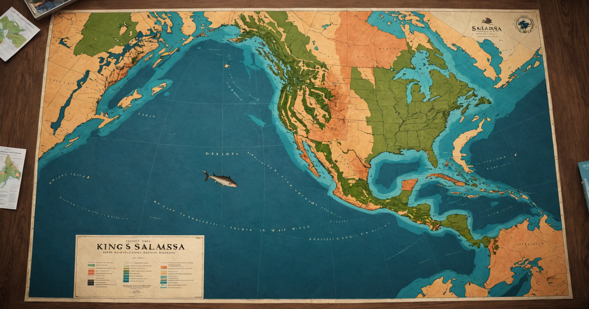 A map highlighting the distribution of King Salmon across Alaska and the Pacific Northwest