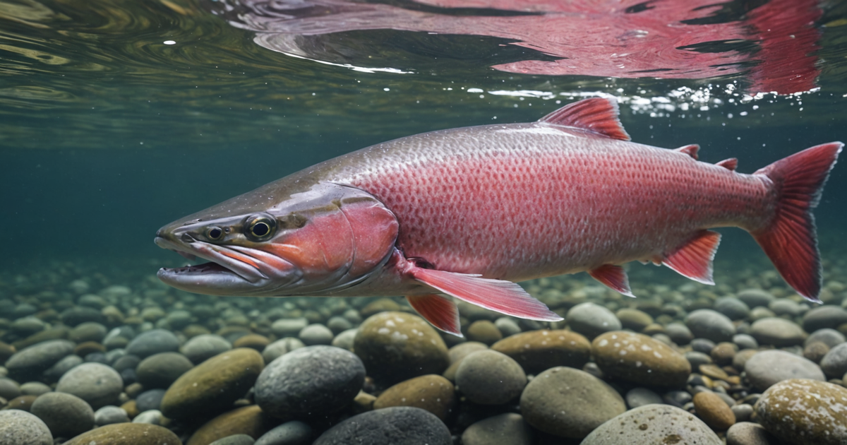 Close-up of a pink humpy salmon in an Alaskan stream