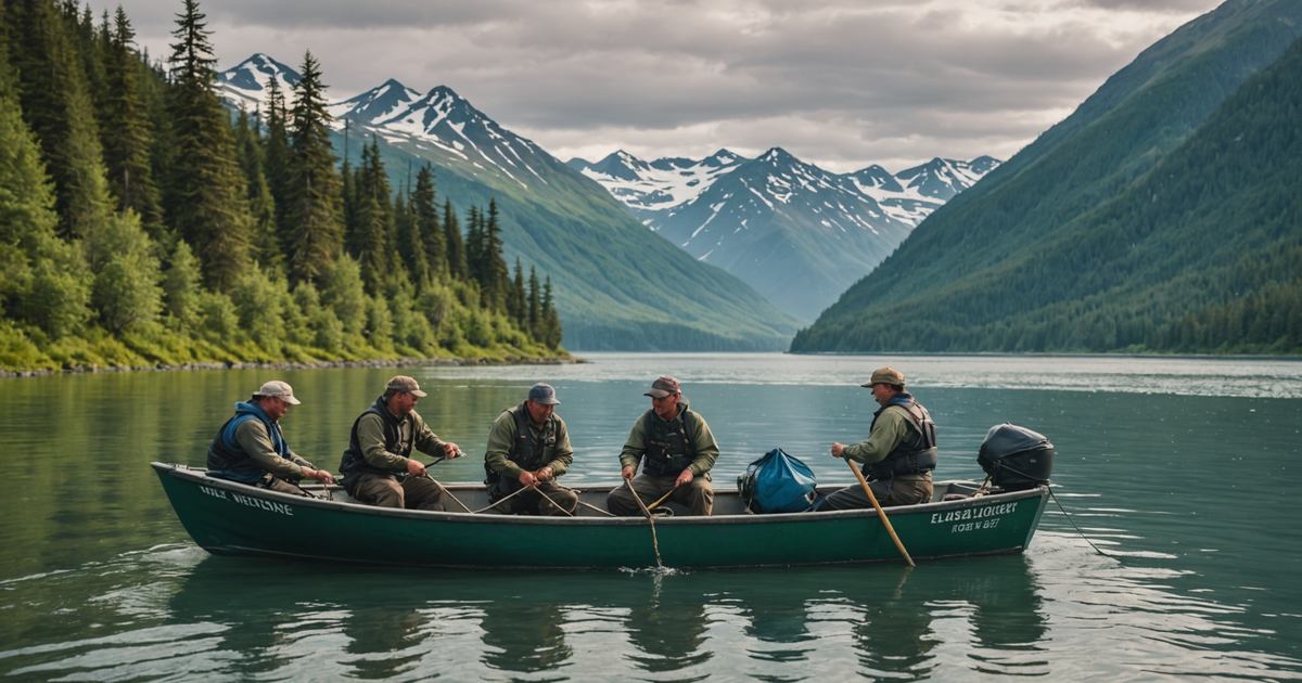 Alaskan Fishermen Catching Pink Salmon