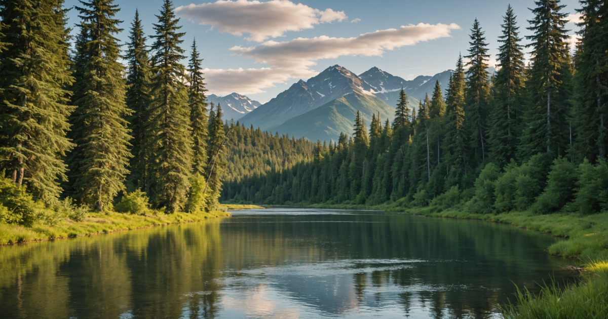 A scenic view of a popular pink salmon fishing spot in Alaska