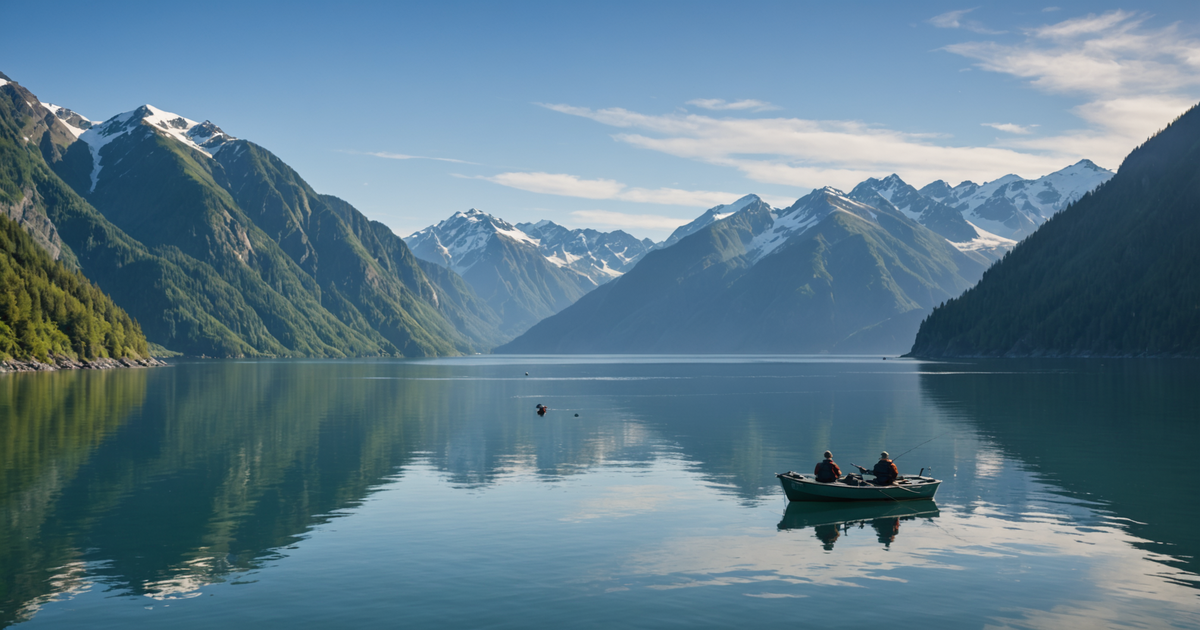 A scenic view of Resurrection Bay with anglers fishing for silver salmon
