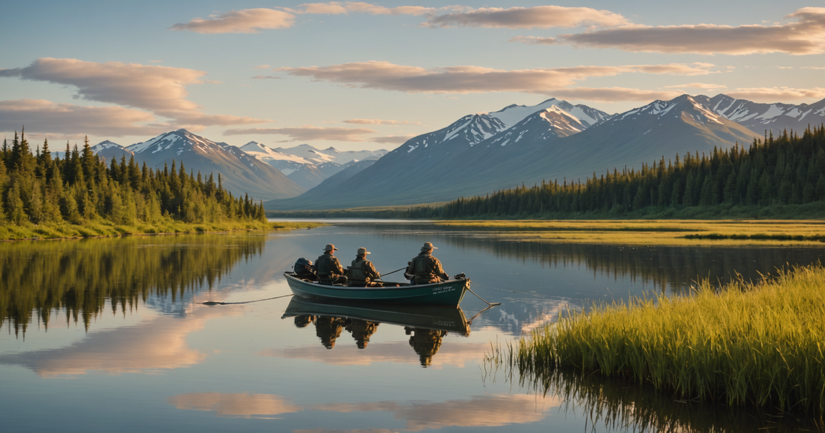 A scenic image of anglers on a boat in Bristol Bay during the salmon run.