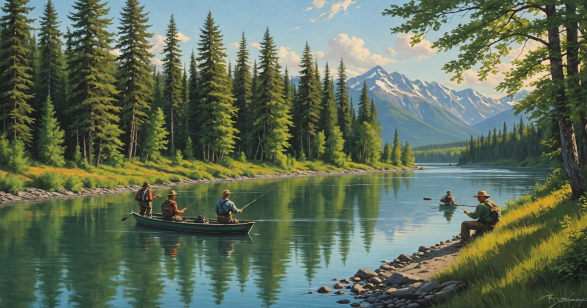 Anglers fishing for Chinook salmon in the Kenai River