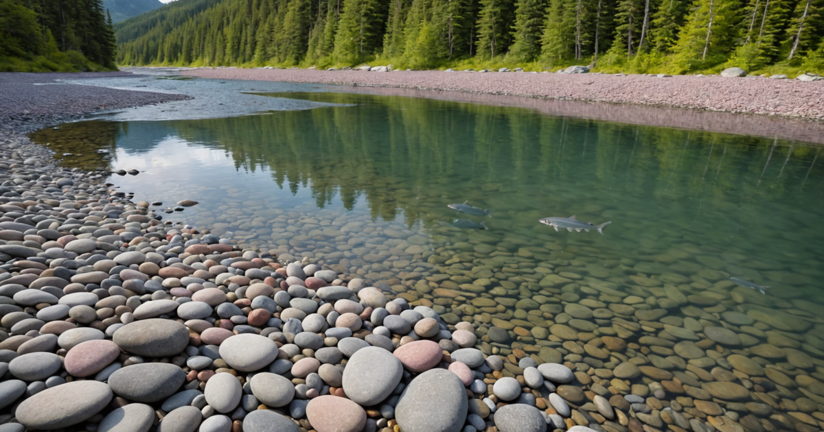 A school of pink salmon in a shallow Alaskan stream