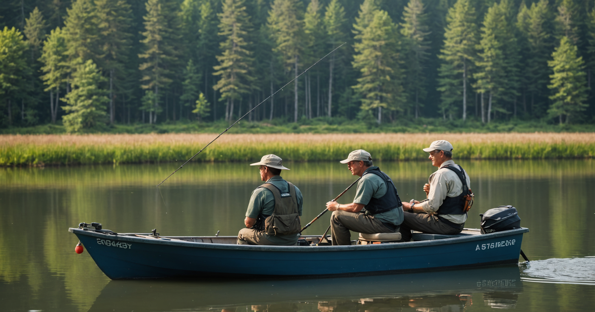 A guide explaining fishing techniques to a group of anglers on a boat