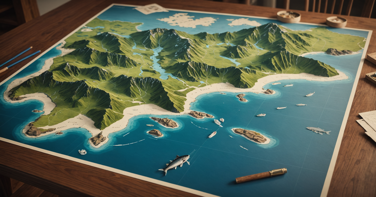 A map highlighting the prime fishing spots in Sitka, Alaska.