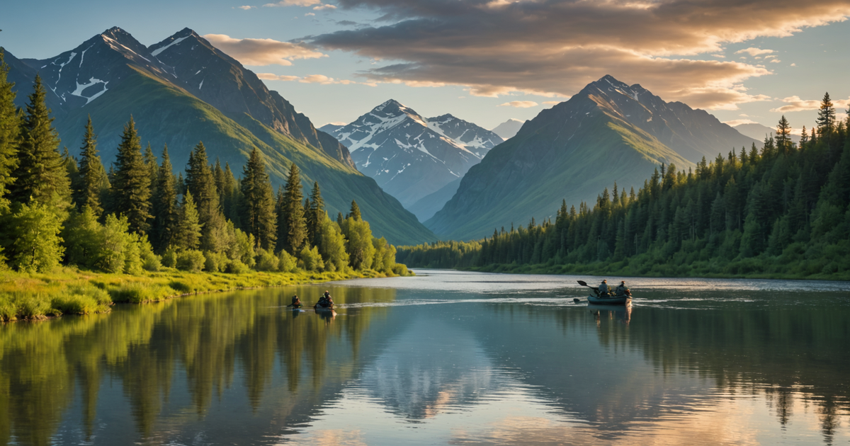 Serene Alaskan River with Anglers
