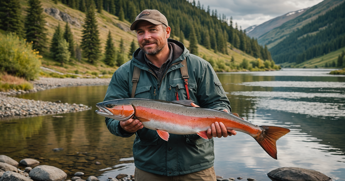 Angler with Catch of Sockeye Salmon