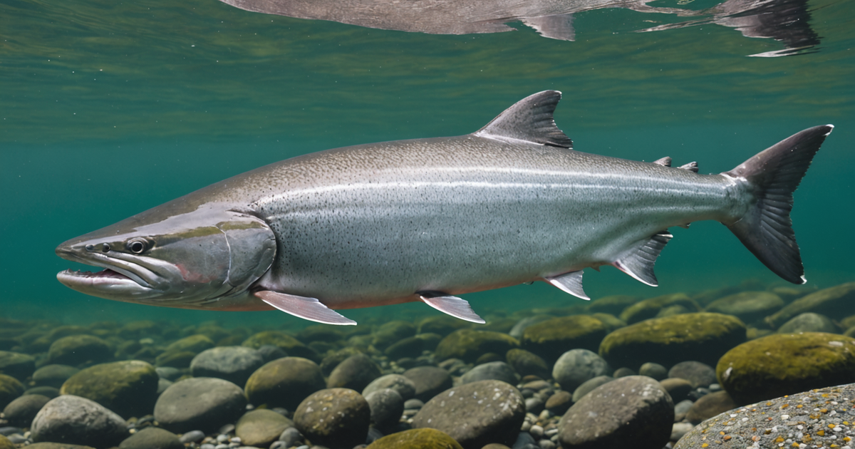 A male pink salmon with a distinctive humpback in an Alaskan river during spawning season