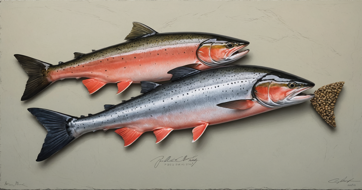 Side-by-side comparison of pink salmon and another salmon species