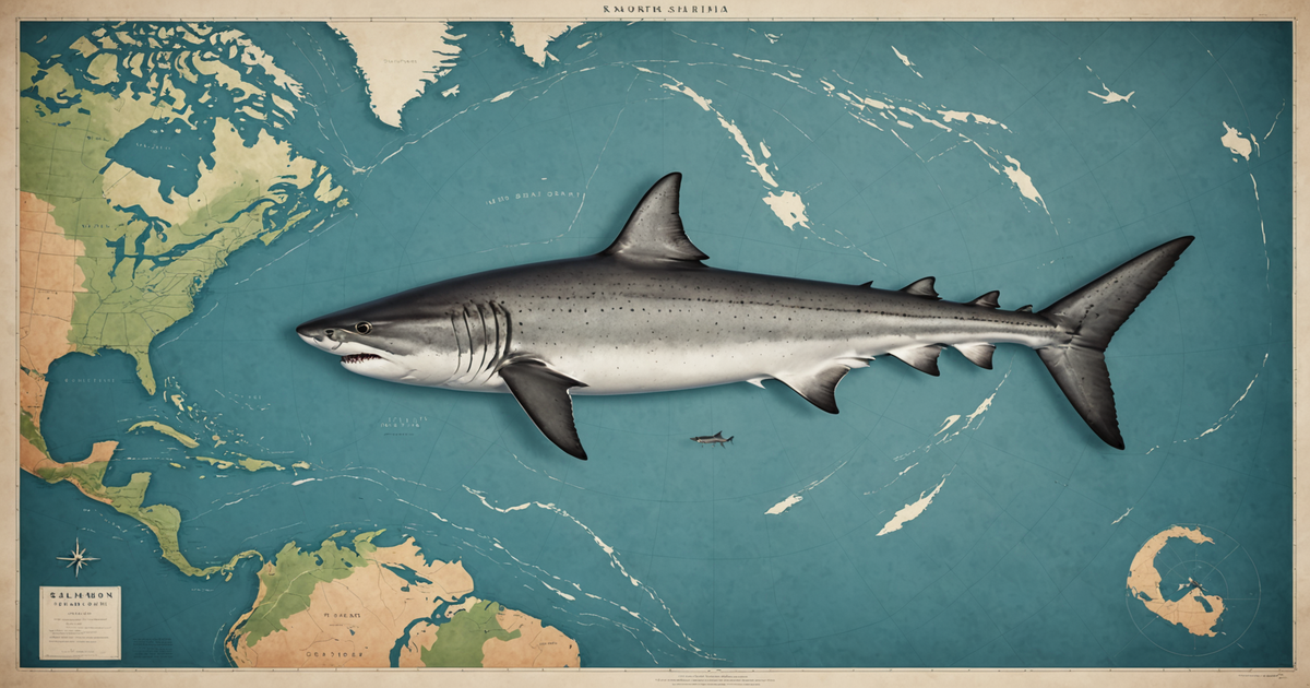 A map illustrating the salmon shark's range in the North Pacific Ocean