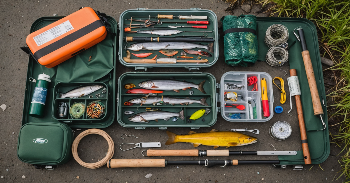 An illustration of essential fishing gear for silver salmon in Alaska