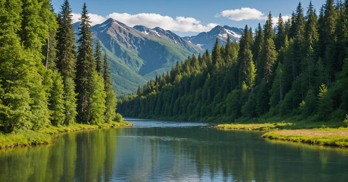 Scenic view of a popular silver salmon fishing spot in Alaska