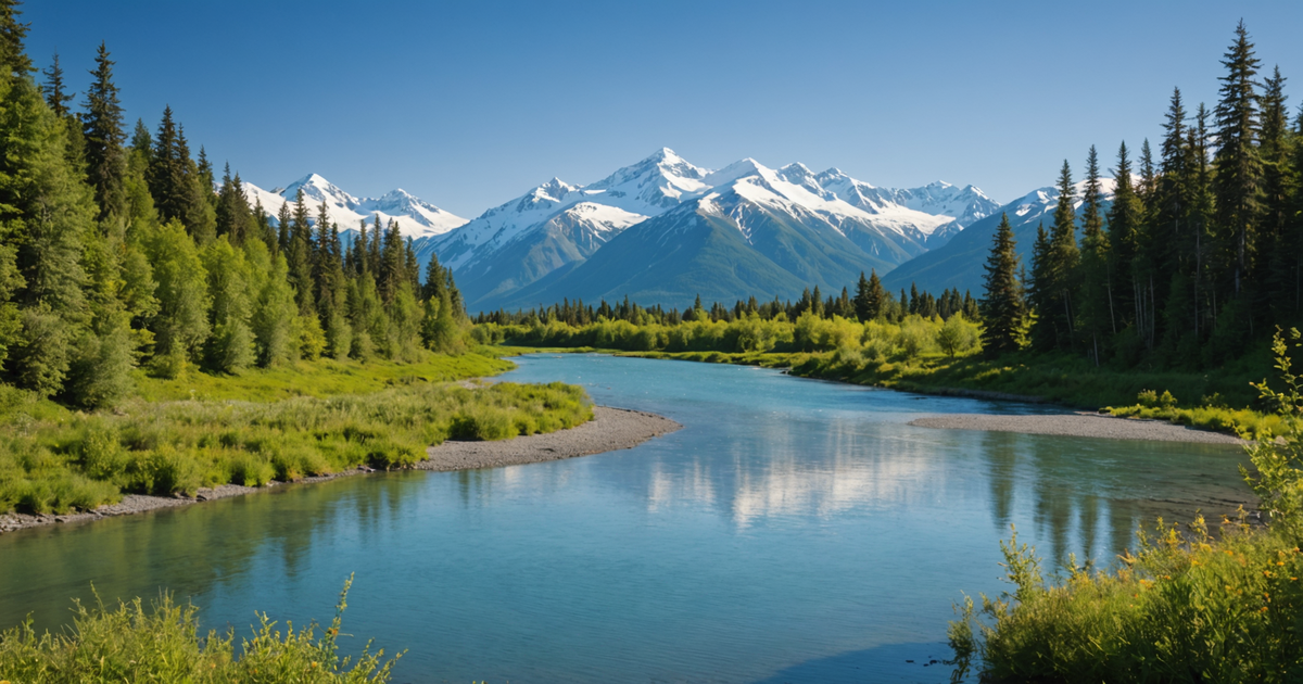 A scenic view of the Kenai River, a renowned spot for King salmon fishing.