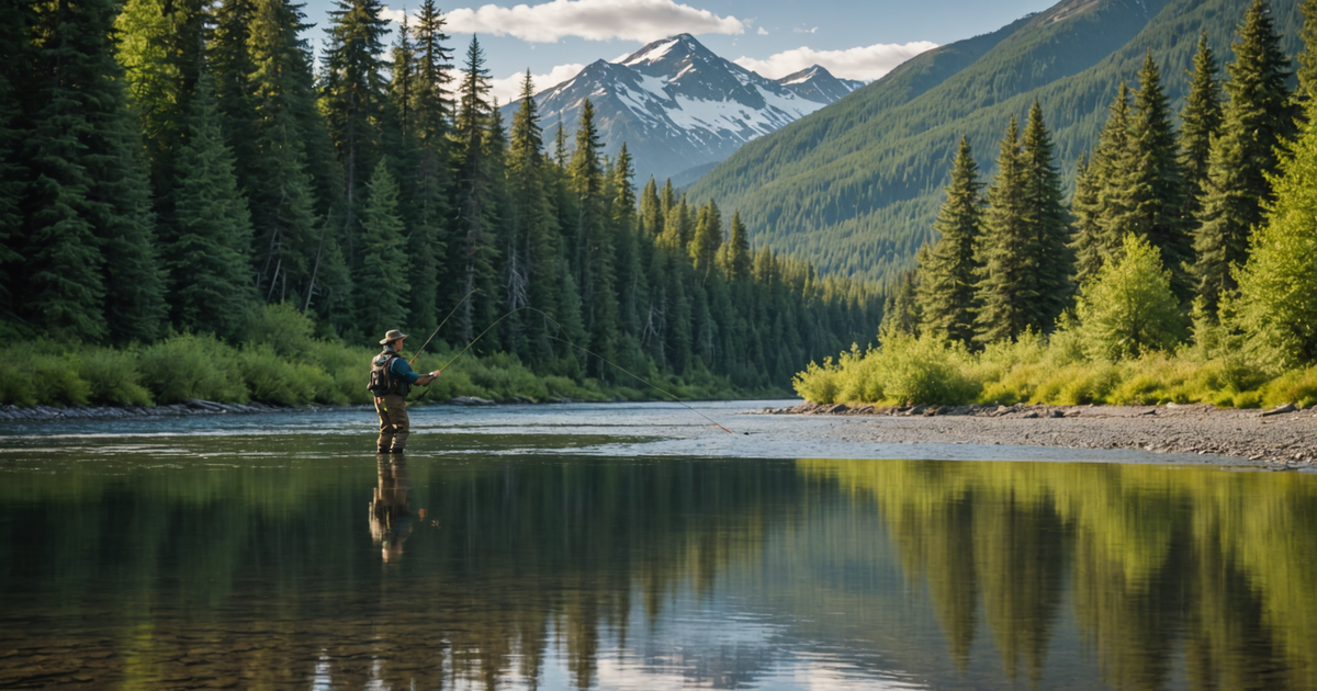 Angler fly fishing in an Alaskan river