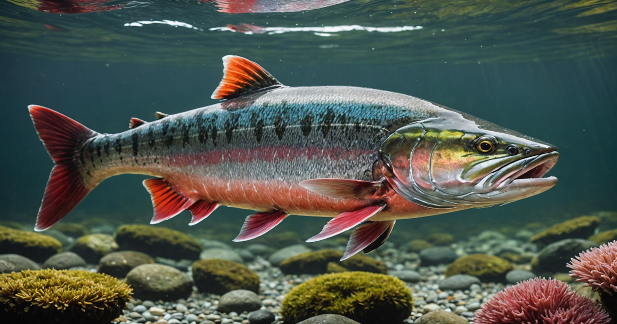 A Chum salmon in spawning colours, highlighting the bright patterns that make it distinct.