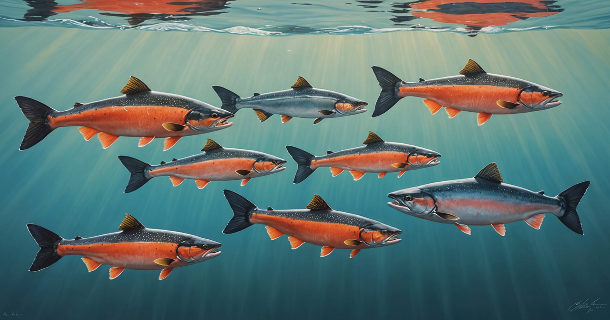 A collage showing the five species of salmon found in Alaska