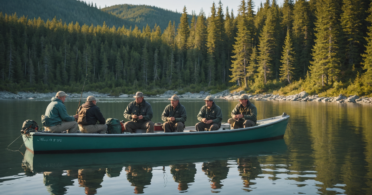 Anglers preparing gear on a Skagway fishing charter
