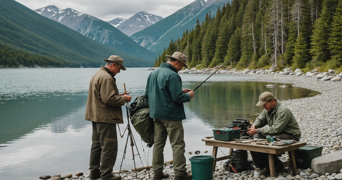 Anglers preparing for a day of fishing in Skagway