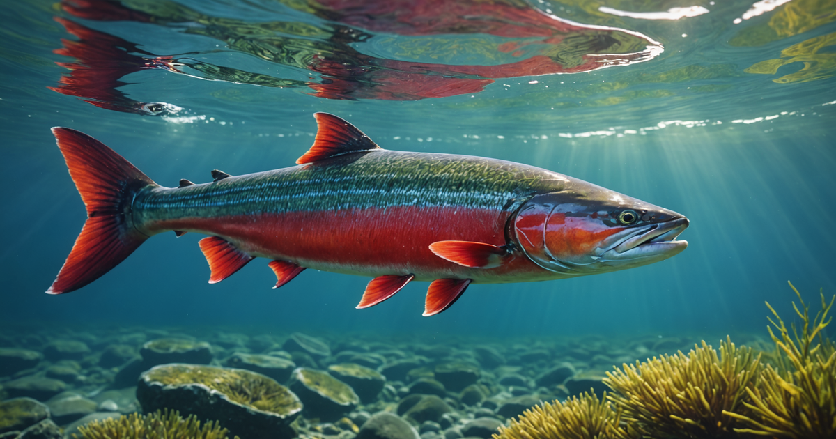 Illustration of a Sockeye Salmon in Alaska's waters