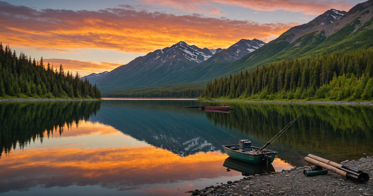 A picturesque view of an Alaskan lake, perfect for pike fishing.