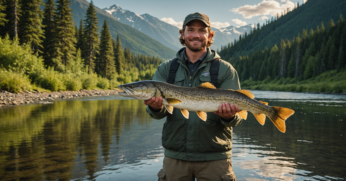 Angler holding a northern pike caught on an Alaskan river