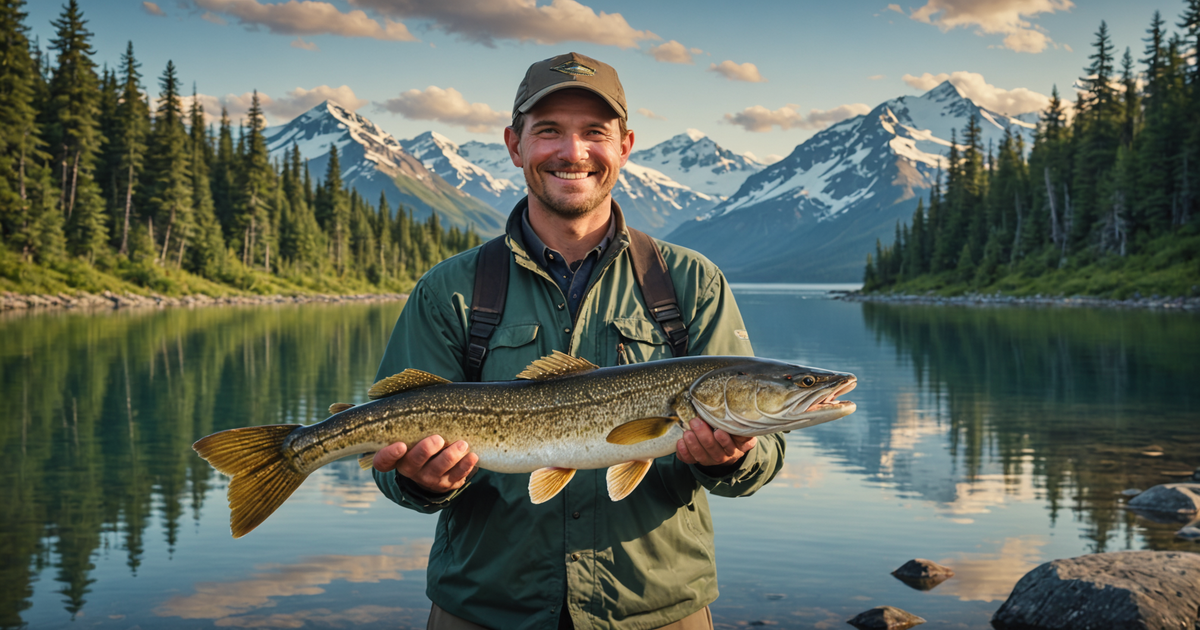 An angler proudly displaying a large Northern Pike caught in the remote waters of Alaska.