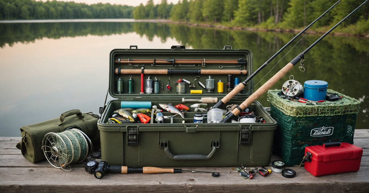 A selection of fishing gear and equipment suitable for pike fishing