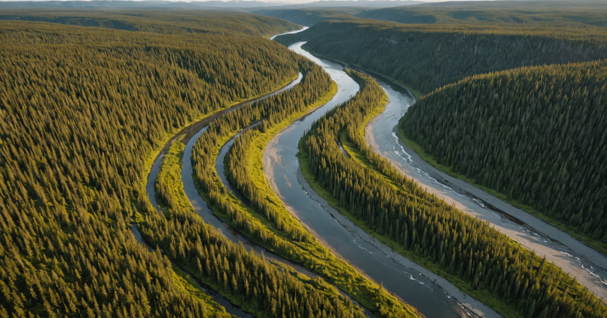Aerial view of a remote Alaskan river