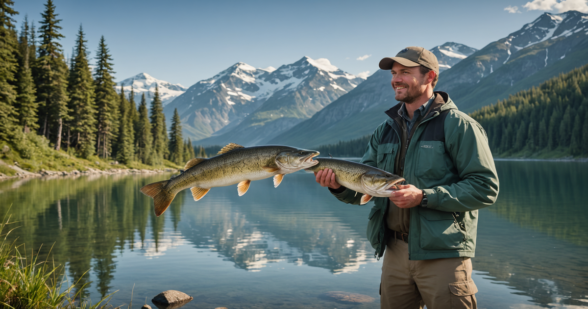 Angler holding a large pike caught in an Alaskan lake