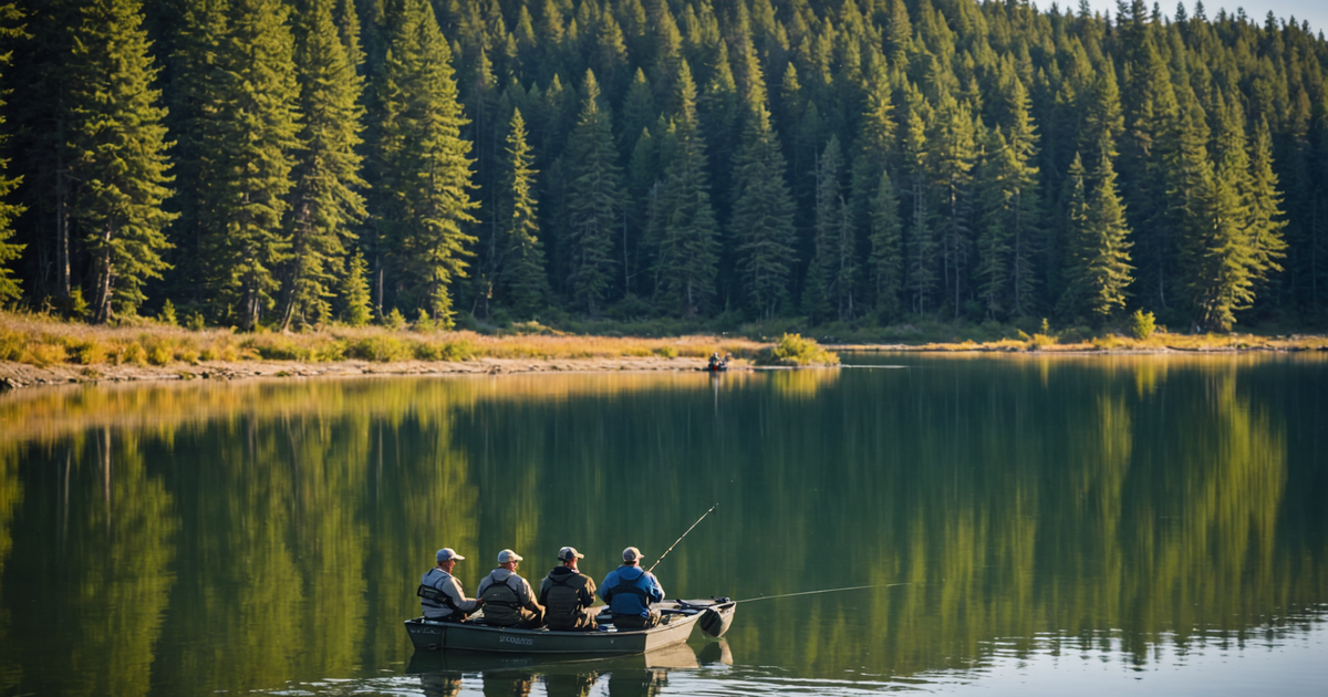 A guided fishing trip on Alexander Lake with anglers casting lines into the water.