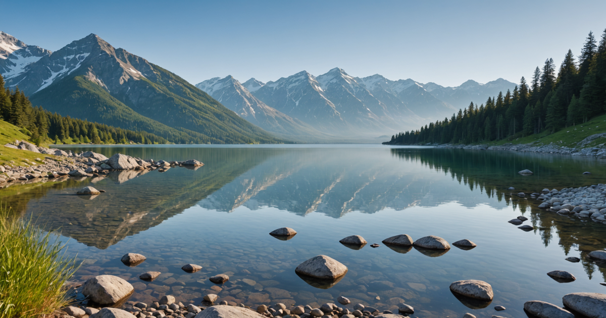 Scenic view of Big Lake with mountains in the background